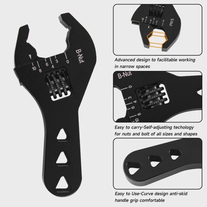 AN3 AN4 AN6 AN8 AN10 Adjustable AN Fitting Wrench  Aluminum Compact Stubby Design Short Tools Spann