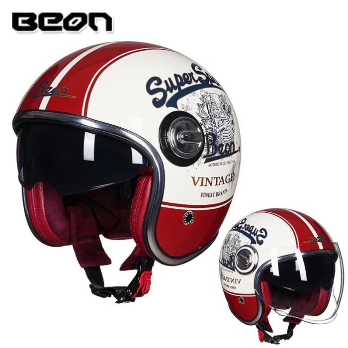 BEON official store beon B-108A 3/4 open face retro helmet Casque Moto visage ouvert Vintage motorc