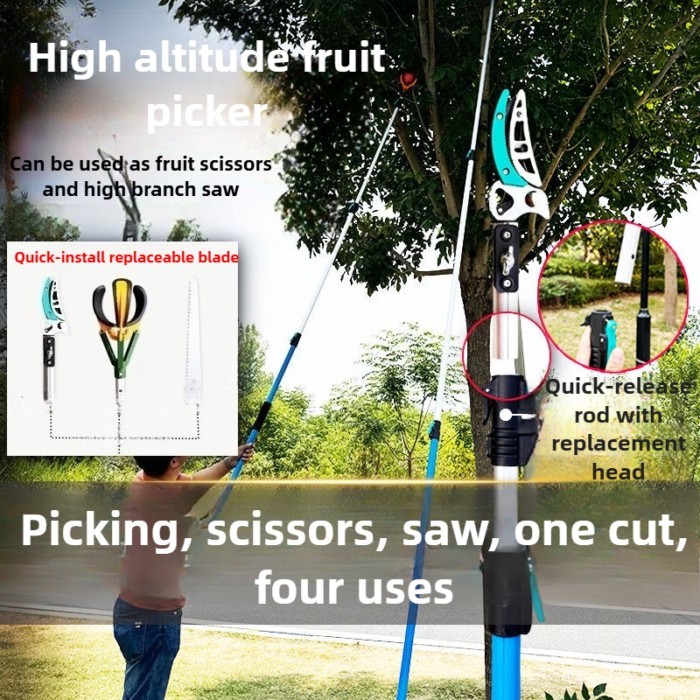 Telescopic Fruit Picking Shears High Altitude Lychee Fruit Piker Tool Adjustable Rod Extended High