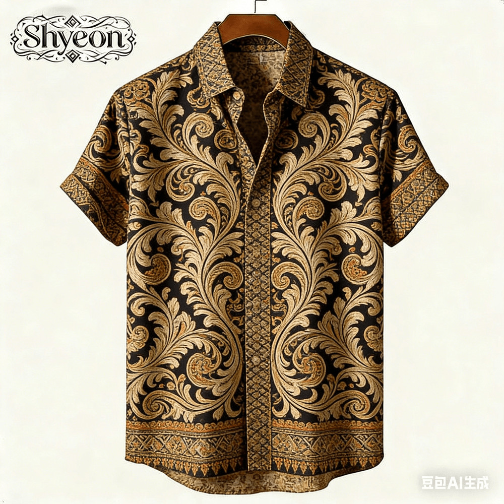 เสื้อเชิ้ตแขนสั้นผู้ชาย สำหรับใส่ลำลอง พิมพ์ลายเขตร้อน