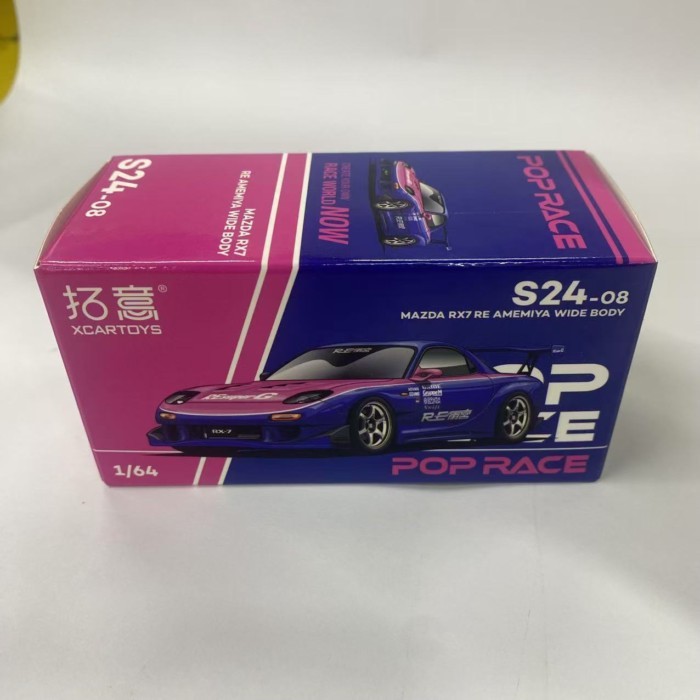 คลังสินค้าพร้อม Tuoyi POPRACE 1: 64 Mazda RX7 RE Amemiya โมเดลรถโลหะผสม Racing ของขวัญวันเกิด