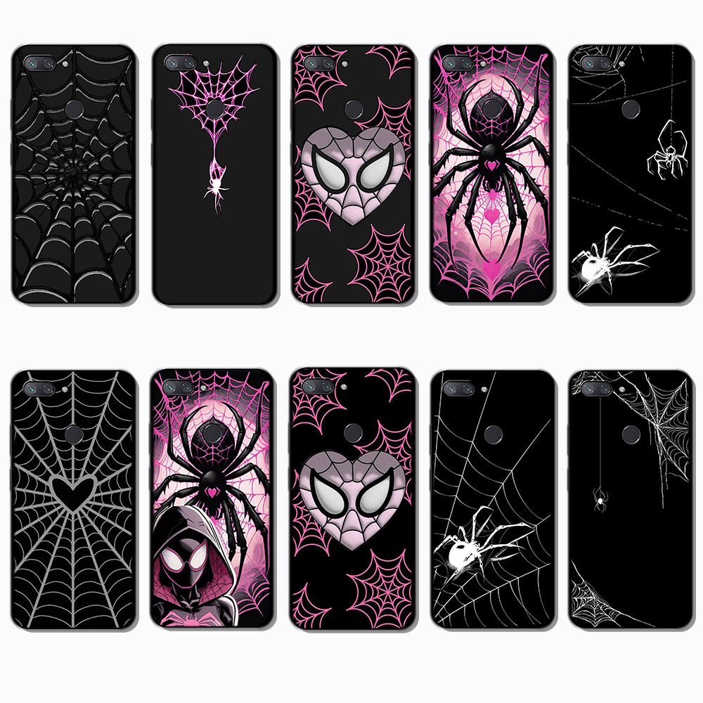 สําหรับ Xiaomi Mi 11X 12 12x 12s 12T Poco M2 M3 Pro spider web กรอบสีดํายืดหยุ่น TPU Soft Case | กัน