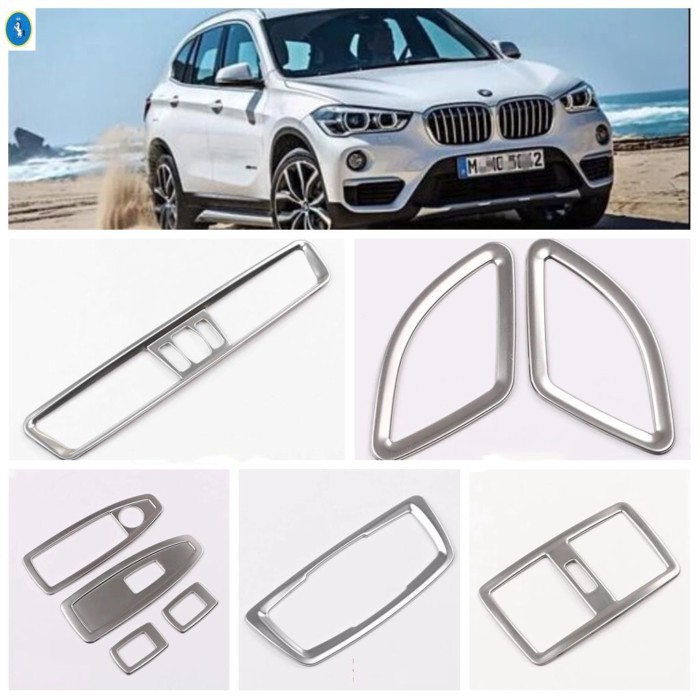 For BMW X1 F48 2016 - 2021 / X2 F39 2018 - 2021 Silver Air Vent / Window Lift Button / Lights Contr