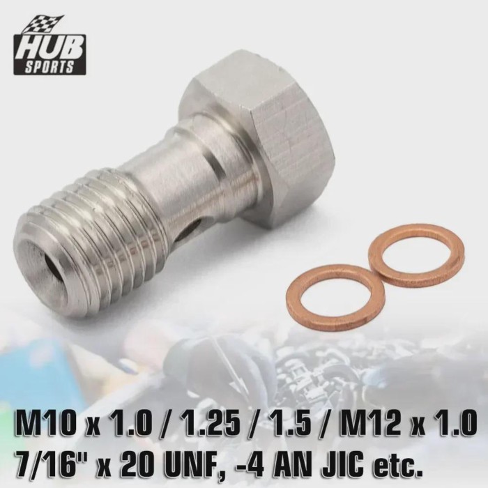 HUB sports Stainless Steel AN3 / AN4 / M10 / M12 Thread Turbo Brake Line Banjo Bolt Adapter with Co