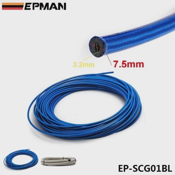 Universal Blue,Silver  50m Stainless Steel Braided Brake Hose Line AN -3 AN3 AN03 JIC  EP-SCG01