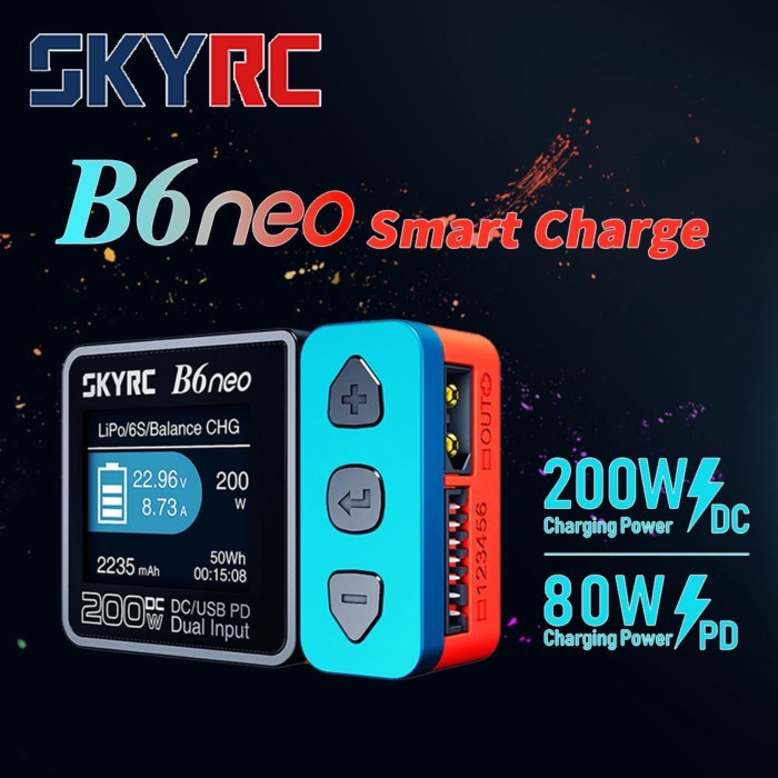 SKYRC B6neo Smart Balance Charger LiPo Battery Charger DC 200W PD 80W Input for RC Model Car Ship B