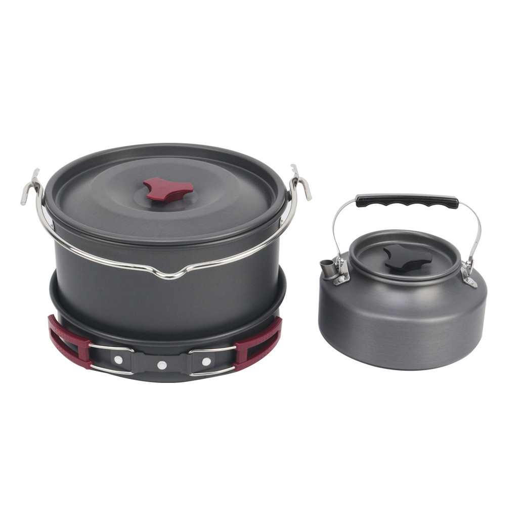 Spot Cross-border Camping ชุดเครื่องครัวสินค้าใหม่ Camping เตาหม้ออลูมิเนียมอุปกรณ์กลางแจ้ง Amazon