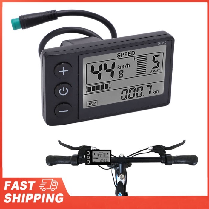 Electric Cycle S866 LCD Display Meter 24V 36V 48V Control Panel with Water Resistant Plug Electric