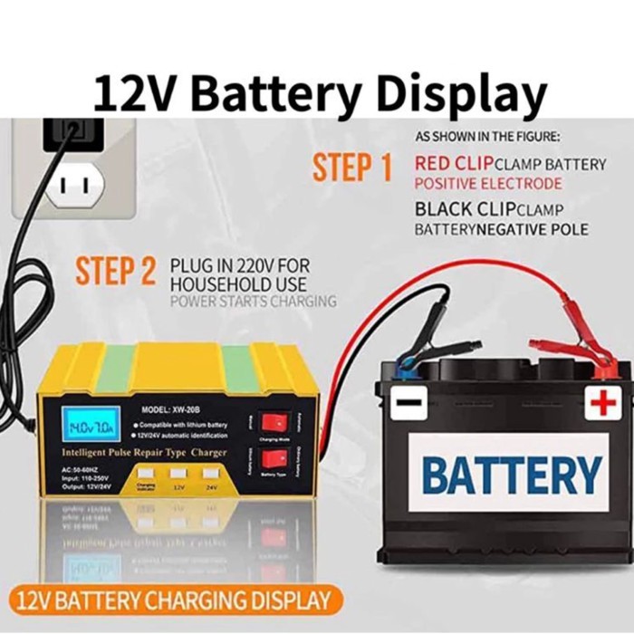 12V/24V Intelligent Pulse Repairing Charge Device Automotive Battery Trickle Maintainer Car Battery