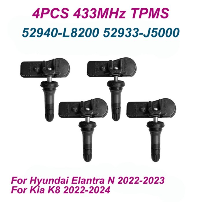 4PCS 52940-L8200 52933-J5000 433MHz Car TPMS Sensor For Hyundai Elantra N 2022-2023 Kia K8 2022-202