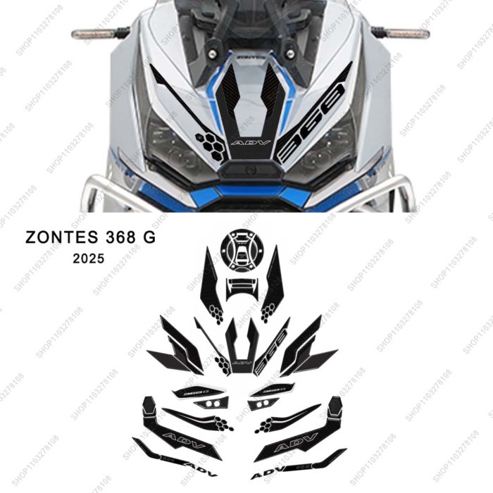 For Zontes 368 G 2025 Motorcycle Anti slip Tank Pad Side Traction Pads Protector Sticker 3D Resin S