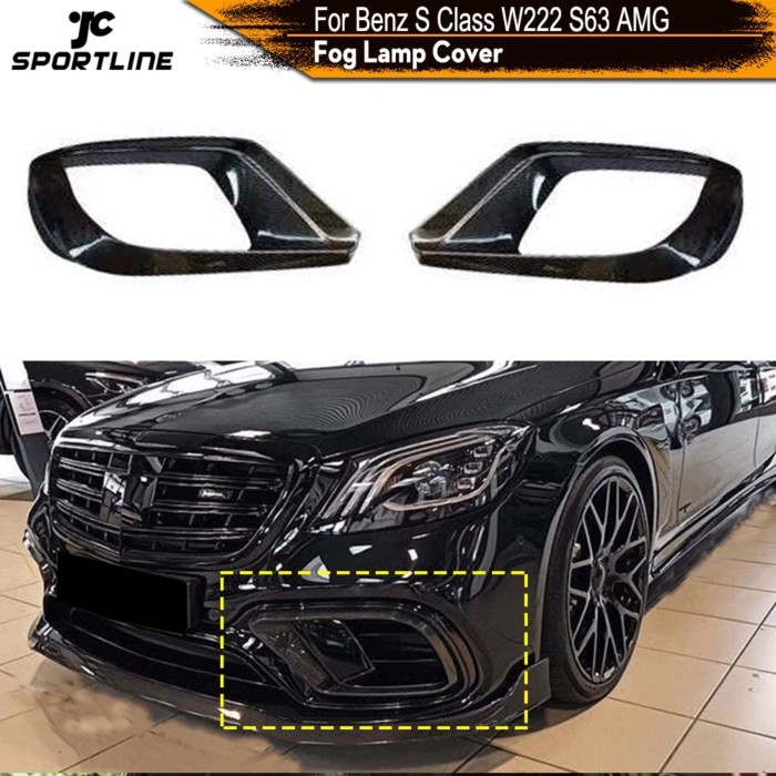Carbon Fiber Front Bumper Air Vent Outlet for Mercedes-Benz S Class W222 S63 AMG 2018 - 2020 Fog La