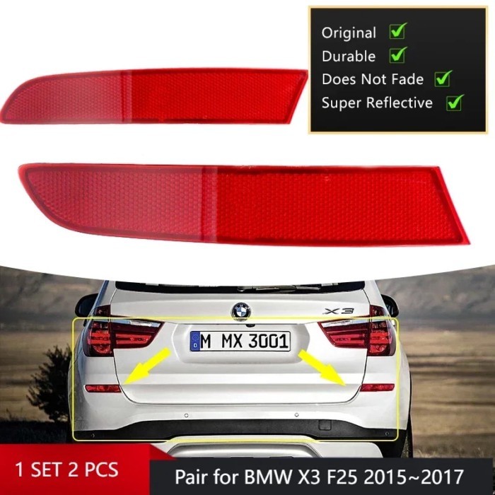 Pair for BM X3 F25 2015~2017  Rear Bumper Reflector Tail Light Lamp Taillight Left Right Car Decora