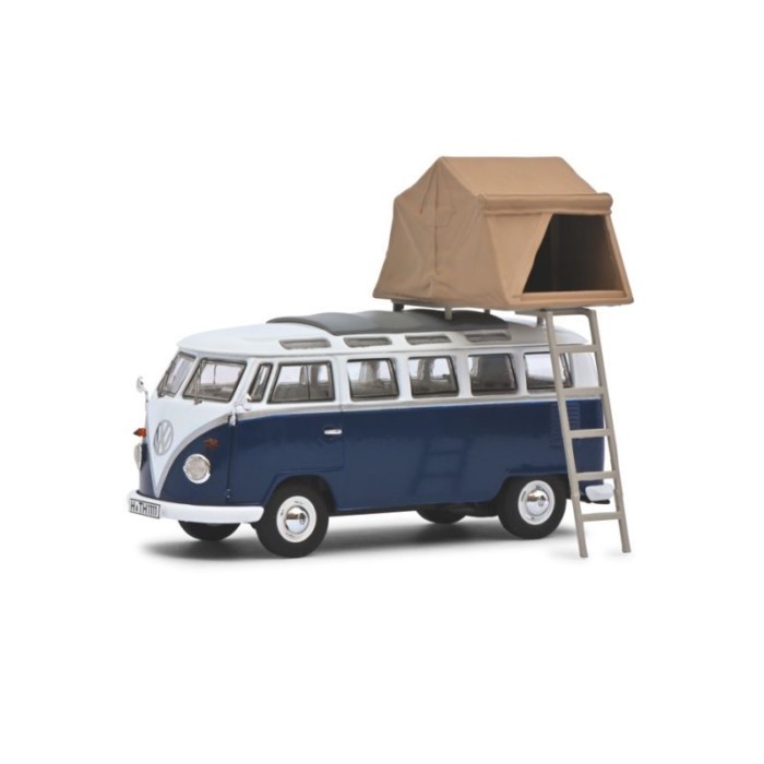 Schuco Schuco 1: 43 Volkswagen VW T1 Bus Camping Bus โมเดลรถโลหะผสมพร้อมเต็นท์