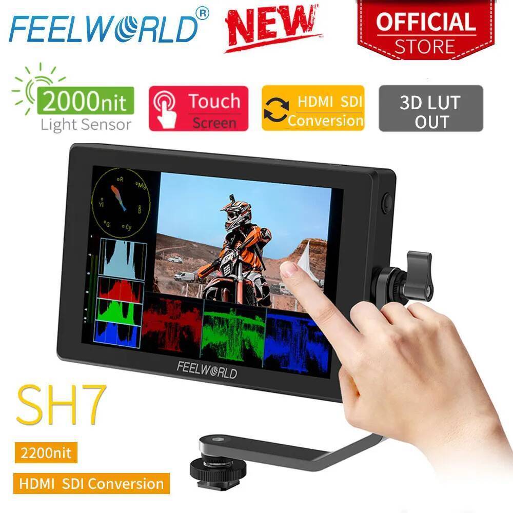 FEELWORLD SH7 7 นิ้ว Ultra Bright 2200nit 3D LUT OUT กล้อง Field Monitor SDI HDMI Cross Conversion ส