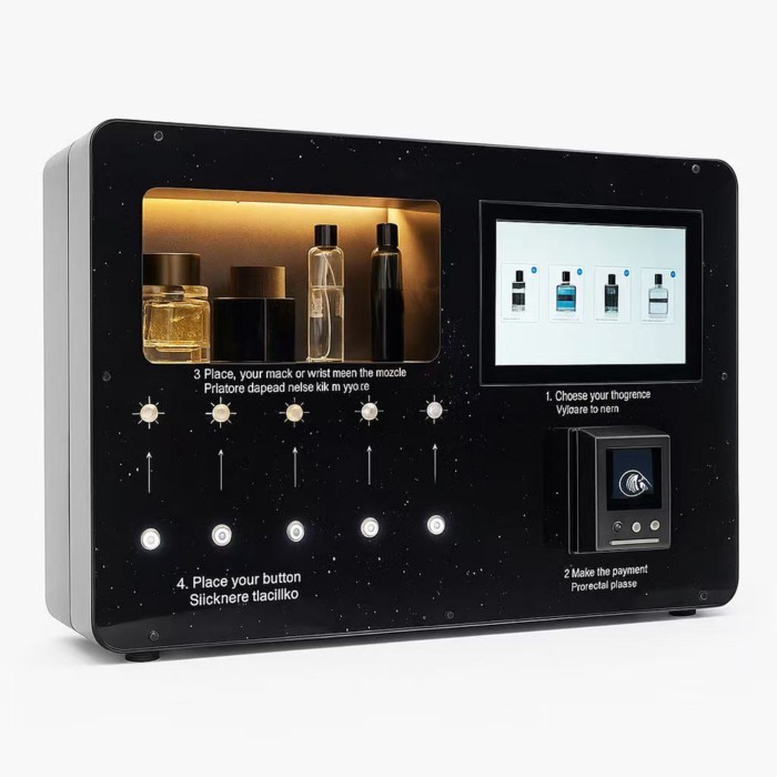 Automatic Perfume Cologne Vending Machine with Card Reader Accepting Credit Cards and Coins for GYM