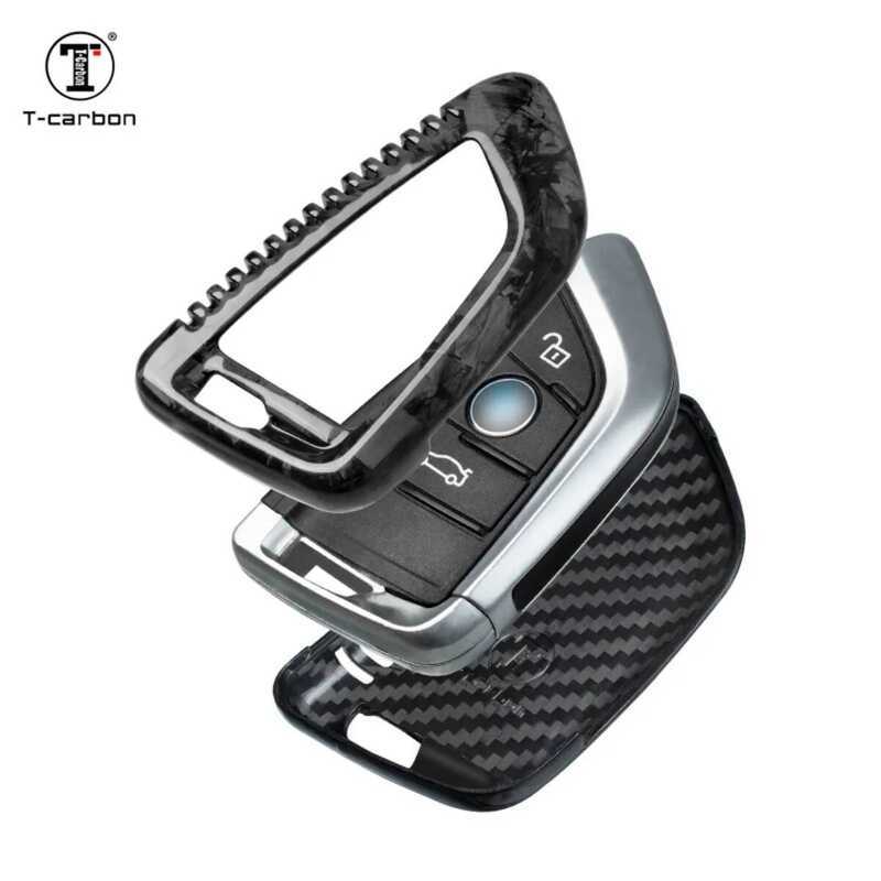 ▥ T-Carbon Carbon Fiber Case Cover Fit For BMW F20 G20 G30 X1 G05 X6 X7 Key Fob Shell Car Inter