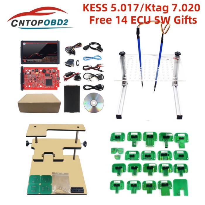 Online 2.80 EU Red KESS V5.017 No Token KTAG V7.020 2.25 K-tag 4 LED BDM Frame Kess 5.017 OBD2 Mana