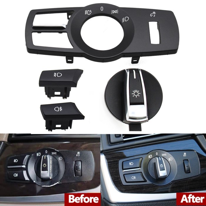Foglight Button Head Lamp Rotary Headlight Switch Cover For BMW 5 Series 5GT 6S 7S X3 X4 F01 F02 F1