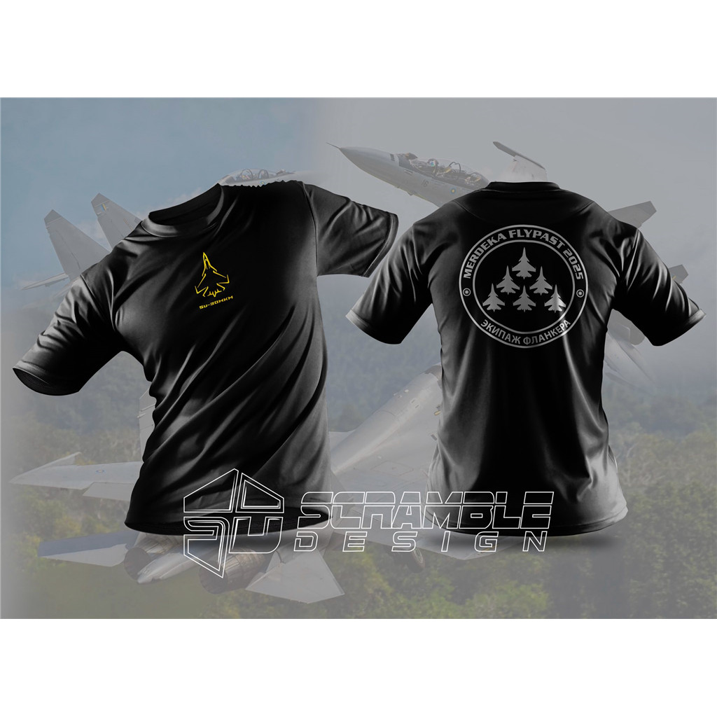 เสื้อยืดสีดําลาย Su-30MKM fighter jet