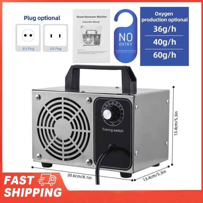 Ozone Generator Stainless Steel Ozone Machine Odor Removal Ionizer Air Purifier Ozone for Home Car