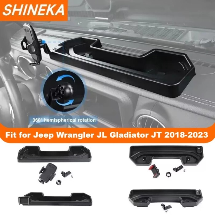 SHINEKA Multi-function Mobile Phone Holder Organizer Box Tray Mount For Jeep Wrangler JL 4Xe Gladia
