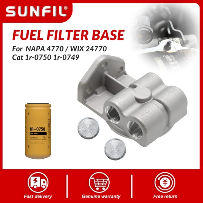 Fuel Filter Base for NAPA 4770 / WIX 24770  Diesel Filter Remote Mounting Base for Cat 1r-0750 1r-0