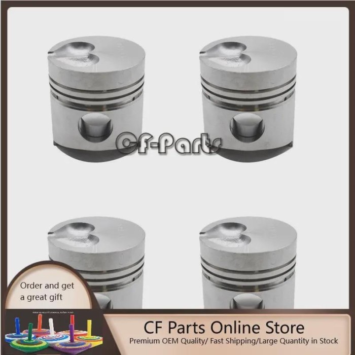 4PCS STD 6142-32-2110 6142-32-2120 Piston Kit & Ring Set for Komatsu 2D94-2 4D94-2 Engine