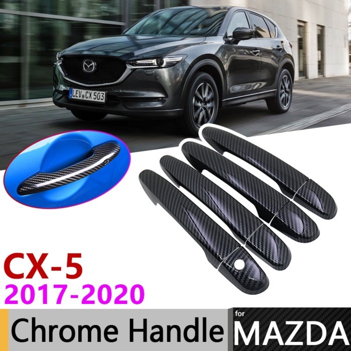 Black Carbon Fiber Door Handle Cover for Mazda CX-5 CX5 CX 5 KF 2017~2020 2018 2019 Car Accessories