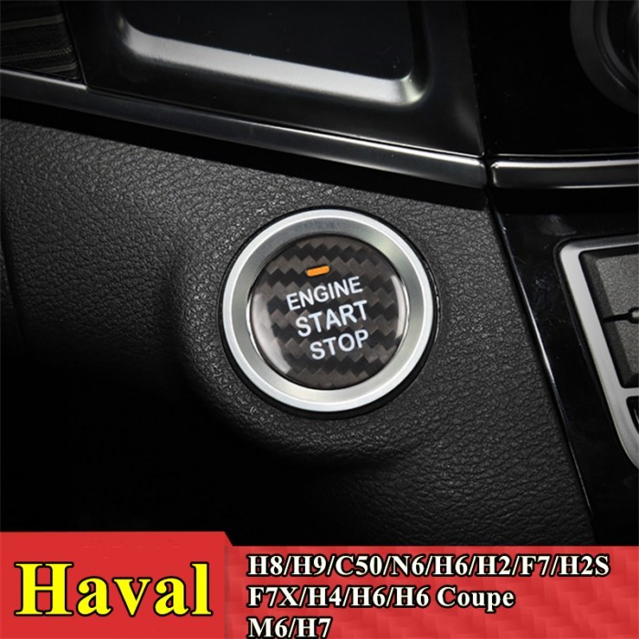 For Haval Car Engine Start Stop Button Cover Real Carbon Fiber Sticker Fit H8 H9 C50 N6 H6 H2 F7 H2