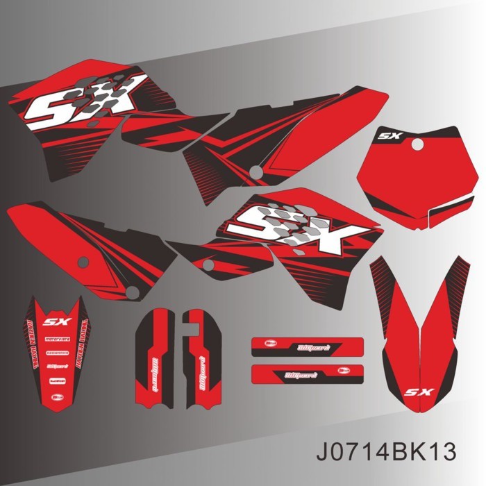 Full Graphics Decals Stickers Motorcycle Background Custom Number Name For KTM SX65 SX 65 2009 2010