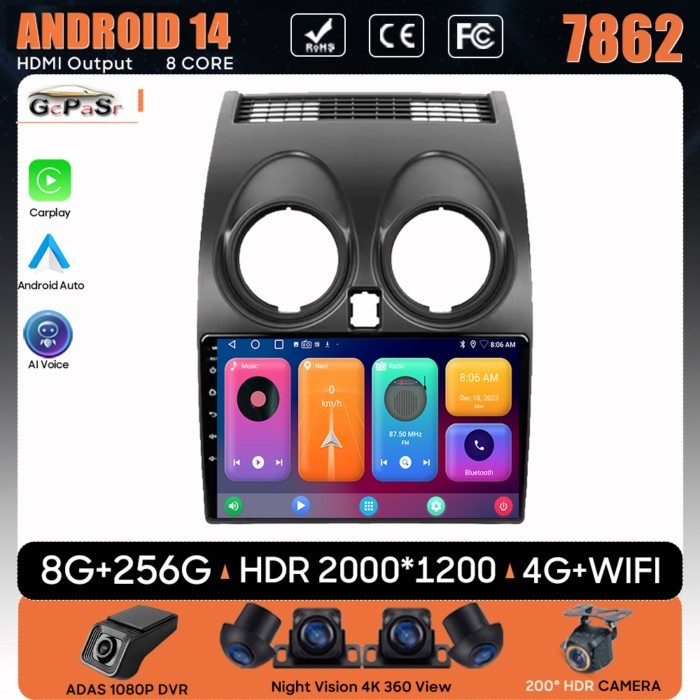 Android 15 For Nissan Qashqai 1 J10 2006 - 2013 Auto Radio Stereo Multimedia Player GPS Navigation