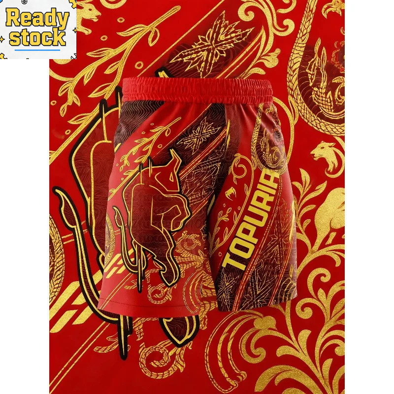 UFC Bullfighter ILIA TOPURIA Red Race กางเกงขาสั้นผู้ชายหลวม Breathable ความเร็วแห้งกีฬากางเกงขาสั้น