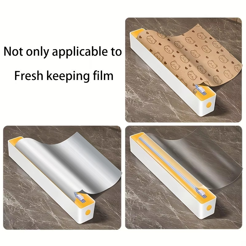 【 Hot Sellers 】2 IN 1 Magnetic Food Film Dispenser Plastic Wrap Dispenser with Cutter Storage Box Durable Kitchen Organizer for Home Use ราคา ถูกที่สุด ดีลบีเคเค แกลเลอรีภาพที่ 6