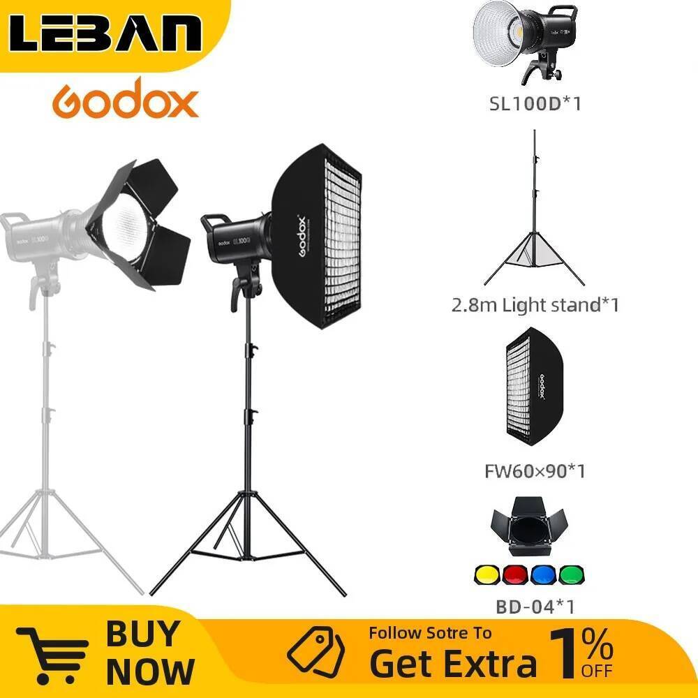 Godox SL100D SL-100D 100W 5600K รุ่นสีขาวแผง LCD ไฟวิดีโอ LED เอาต์พุตต่อเนื่อง Bowens Mount ไฟสตูดิ