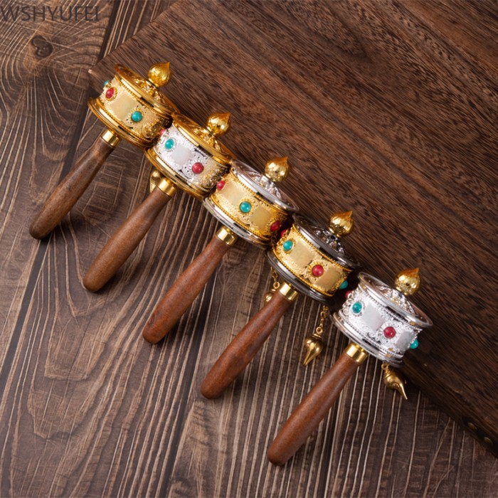 Xizang Souvenirs/hand Turning Gold Wheel/gold Turning Tube/Guanyin Six Character Mantra/feng Shui O