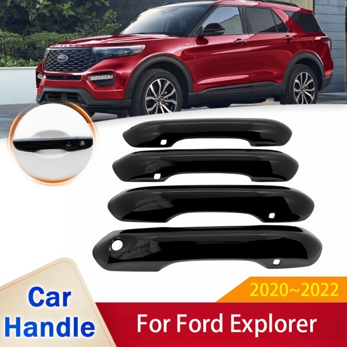 for Ford Explorer MK6 U625 2020 2021 2022 Gloss Black Smart Door Handle Cover Stickers Trim Car Ext