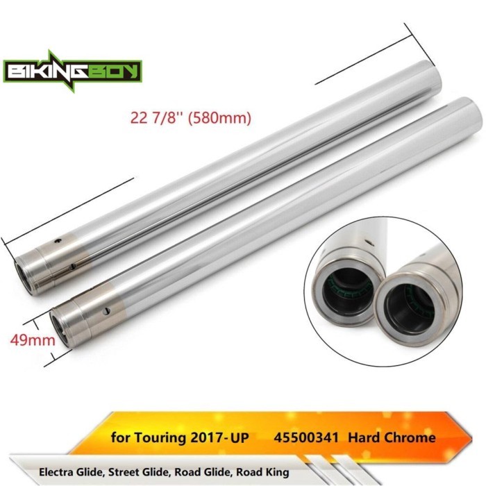 BIKINGBOY 49mm 22 7/8" 24 7/8" Fork Tube For Touring Electra Glide FLHT Road Glide FLTRX Road King