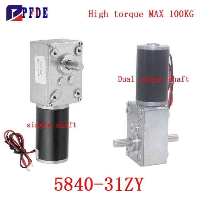 5840-31ZY Turbine Worm Reducer Motor DC 12V 24V 7RPM~470RPM Speed Adjustable DC Gear Motor Self-loc