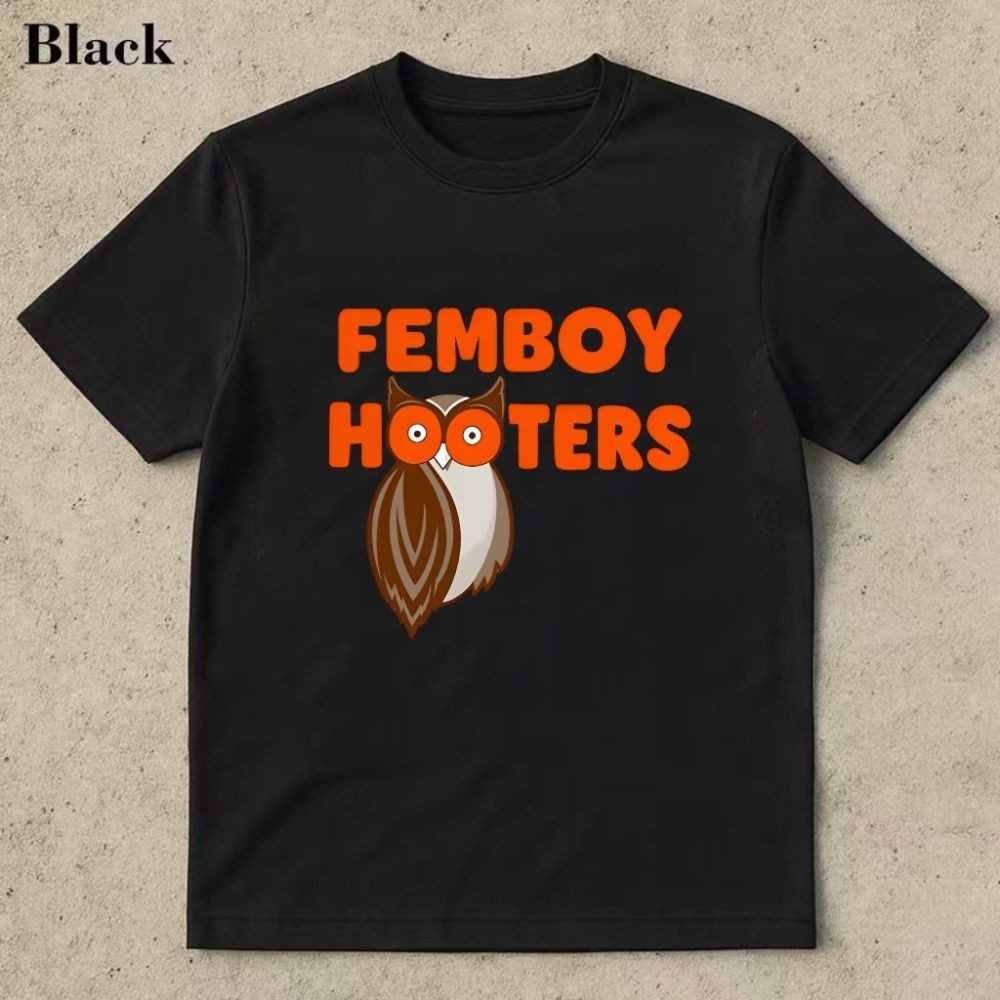 Femboy Hooters เสื้อยืดแขนสั้นฤดูร้อนพิมพ์ลายนกฮูก