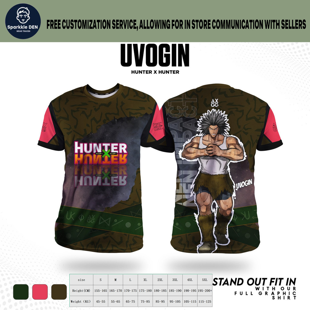 X Hunter คอลเลกชันเสื้อยืด Multi-Character – Art Uvogin อันทรงพลัง ชื่อและเลือกสมาชิก Phantom Troupe