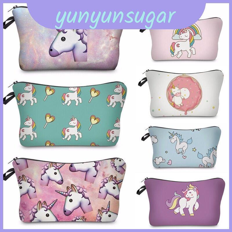 Make Cute Unicorn Up Bag Emoji Cosmetic Travel Case เหมาะสําหรับสุภาพสตรีและเด็กหญิง
