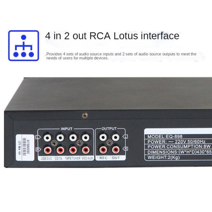 2026220V EQ665 Equalizer Hifi Home EQ Equalizer Dual 10 BAND Stereo Treble Alto Bass Regulation Wit