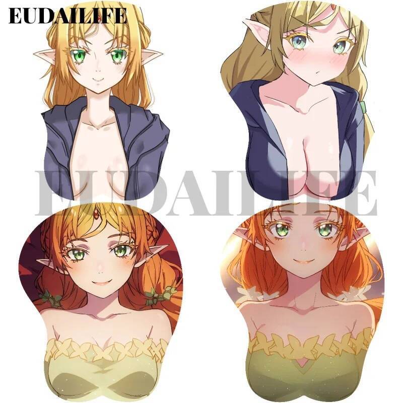 Isekai Ojisan Tsundere Elf Sui Elga 3D Mousepad Hand Wrist Rest Mouse Pad Mouse Pad Mousepad ซิลิโคน