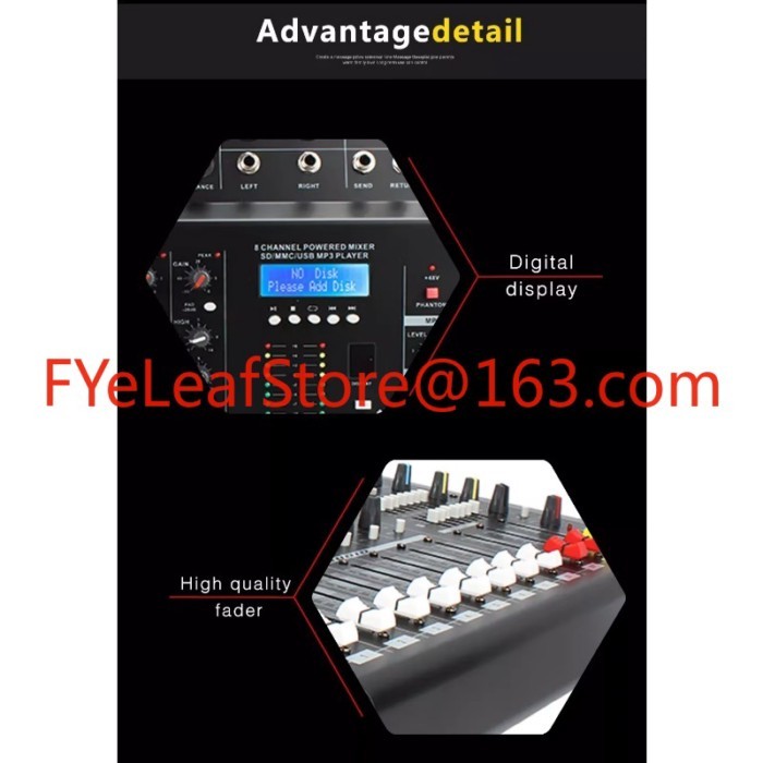 PMX808D Professional DJ Console 8-Channel Power Mixer Effects Sound K Audio Equalizer Studio 8-Chan