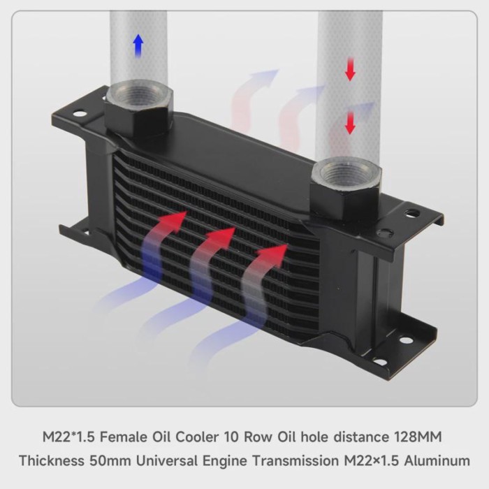 Oil Cooler 10/13/16/19/25/34/44 Row Universal Engine Transmission Aluminum M22*1.5 Female