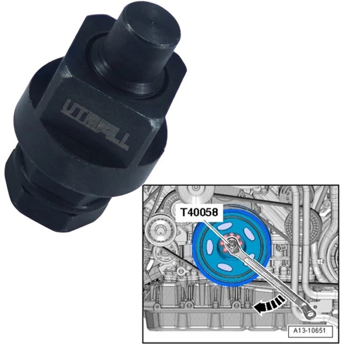 T40058 Crankshaft Turning Socket For Audi 6 Cyl. 2.4L and 3.2L FSI, A6 05+, A8 03+