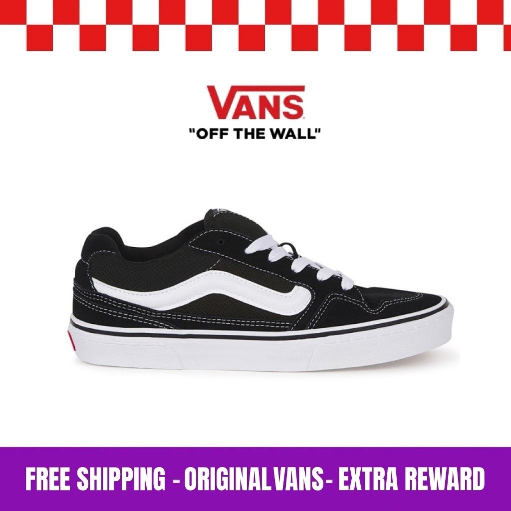 รองเท้าผ้าใบ Vans Caldrone หนังกลับ/ตาข่าย สีดำ/ขาว สำหรับผู้ชาย
