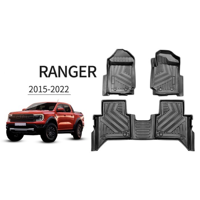 3D TPE Floor Liners Car Floor Mats For Ranger 2012-2023 T6 T7 T8 T9 PX PX2 PX3 Wildtrak XLT Xl Doub