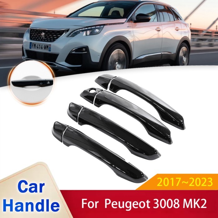 for Peugeot 3008 MK2 P84 2017 2018 2019 2020 2021 2022 2023 Car Gloss Black Door Handle Cover Auto